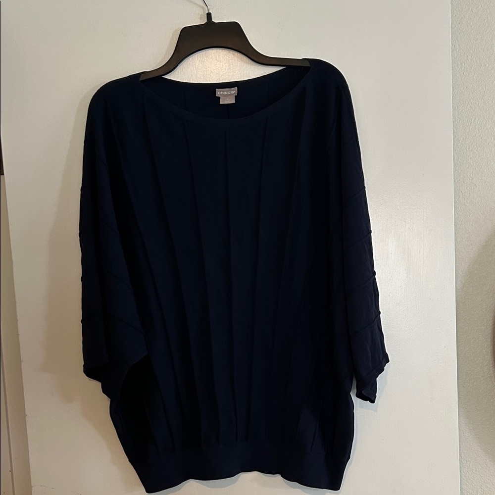 Chico's size 2 Dark Blue Scoop Neck Sweater